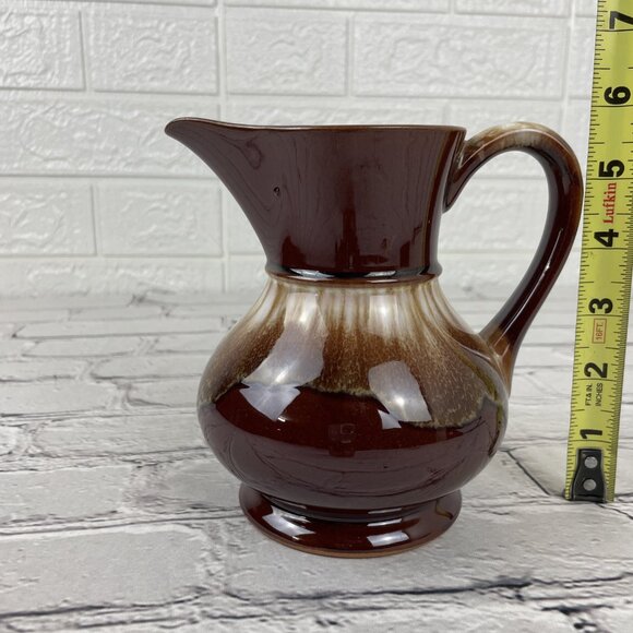 Vintage Brown Drip Glaze Ceramic Pitcher Jug Creamer JAPAN - Picture 6 of 8